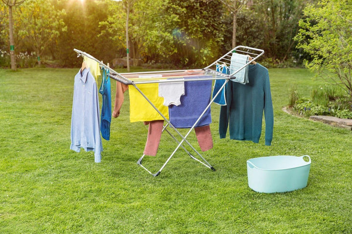 Vileda Aluminium 100 Wäscheständer ausziehbar, 20 m Trockenleinenlänge, extradicke Leinen, Kleinteil