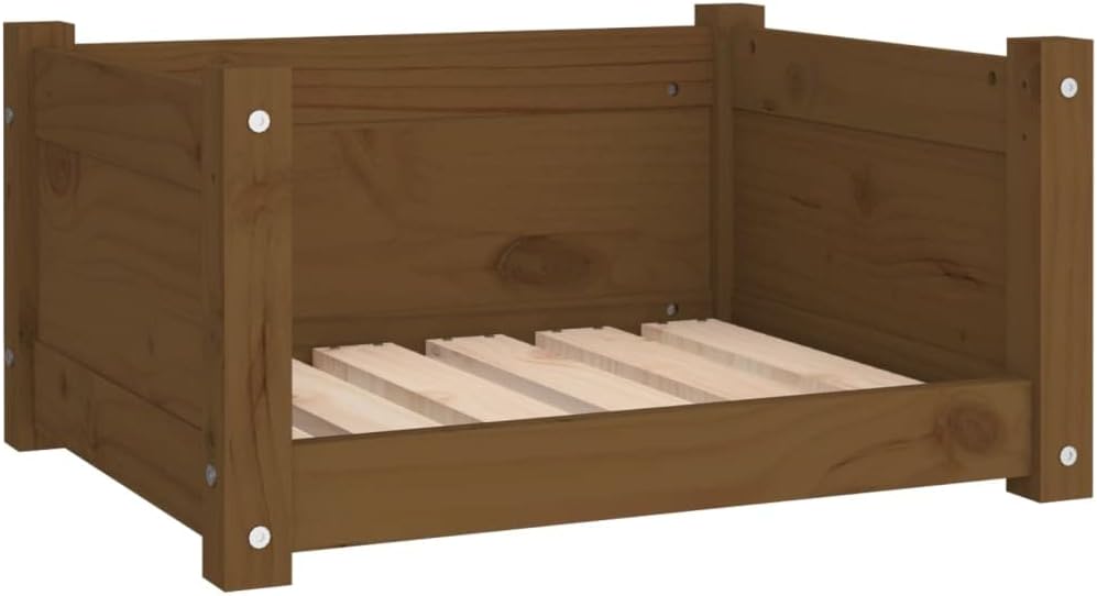 homiuse Hundebett Katzenbett Honigbraun 55,5x45,5x28 cm Massivholz Kiefer Hundekorb Katzenkorb Hunde