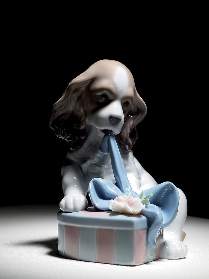 LLADRÓ Hunde Figur Ich Kann Nicht Warten. Hund. Porzellan.
