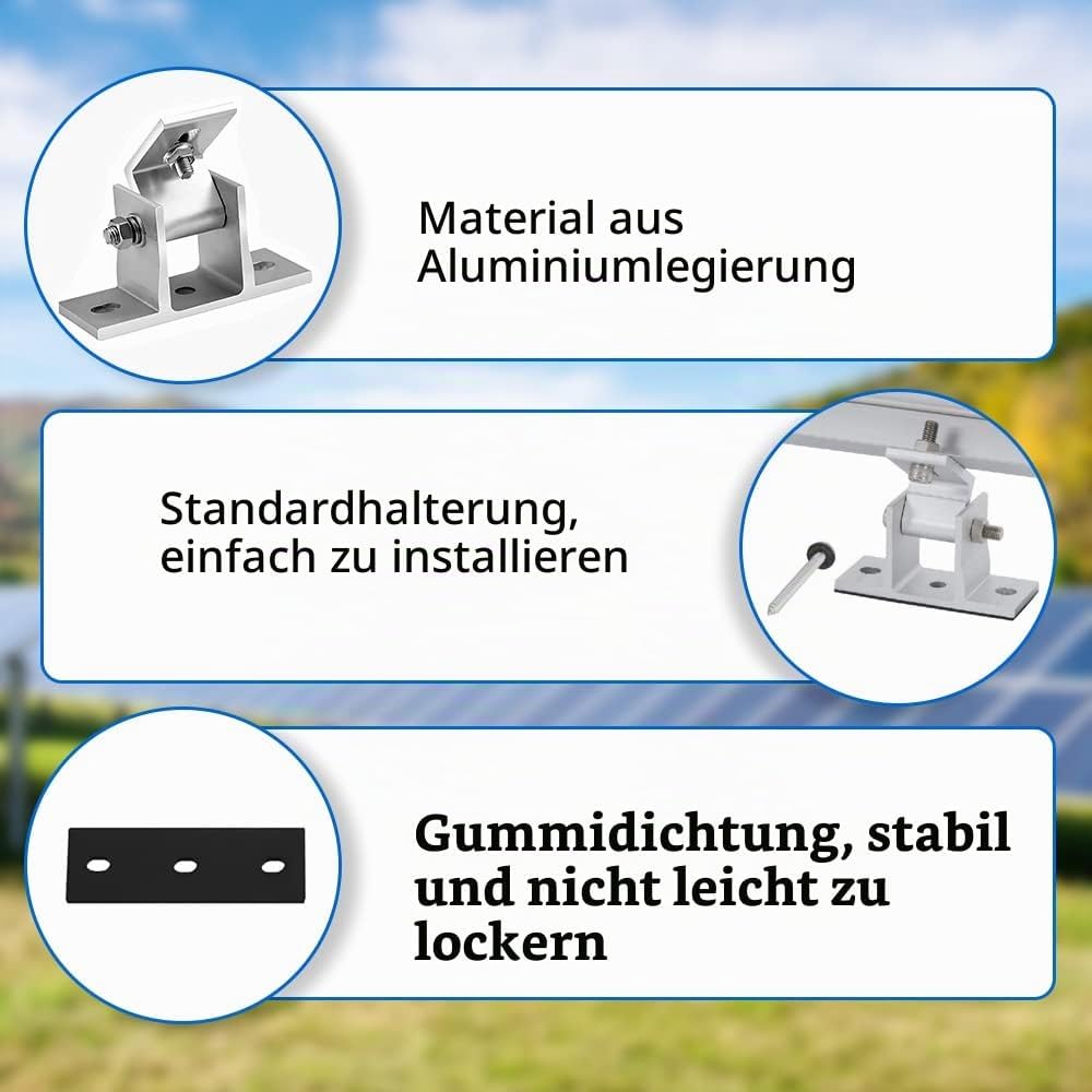 mizikuu Solarpanel Halterung Dachhaken, 4 Stück Befestigung Solarmodul Z- Halterung Montage Solarpan