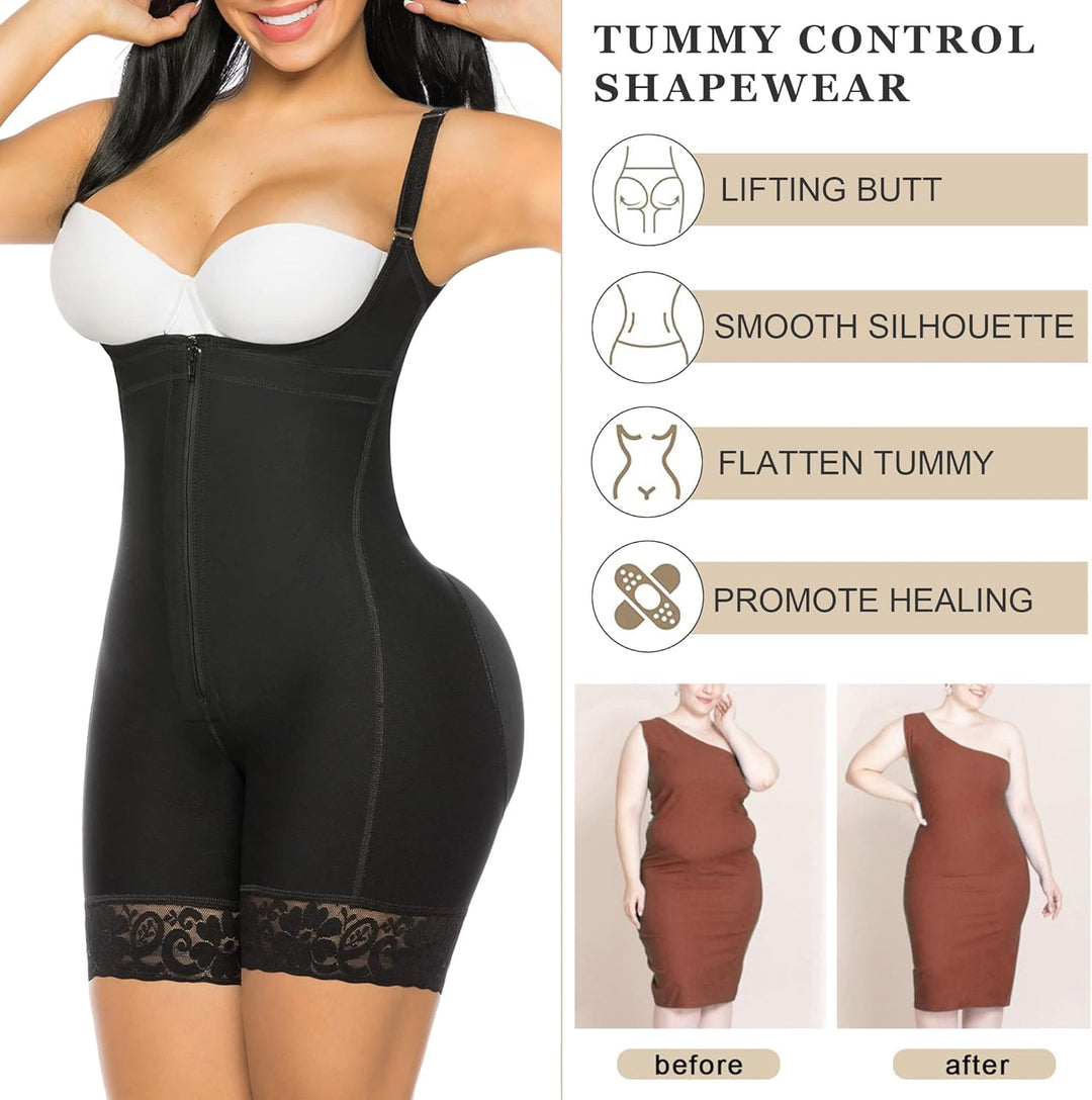 YIANNA Shapewear Damen Bauchweg Stark Formend Body Shaper Bodysuit Miederbody Figurformender Fajas C