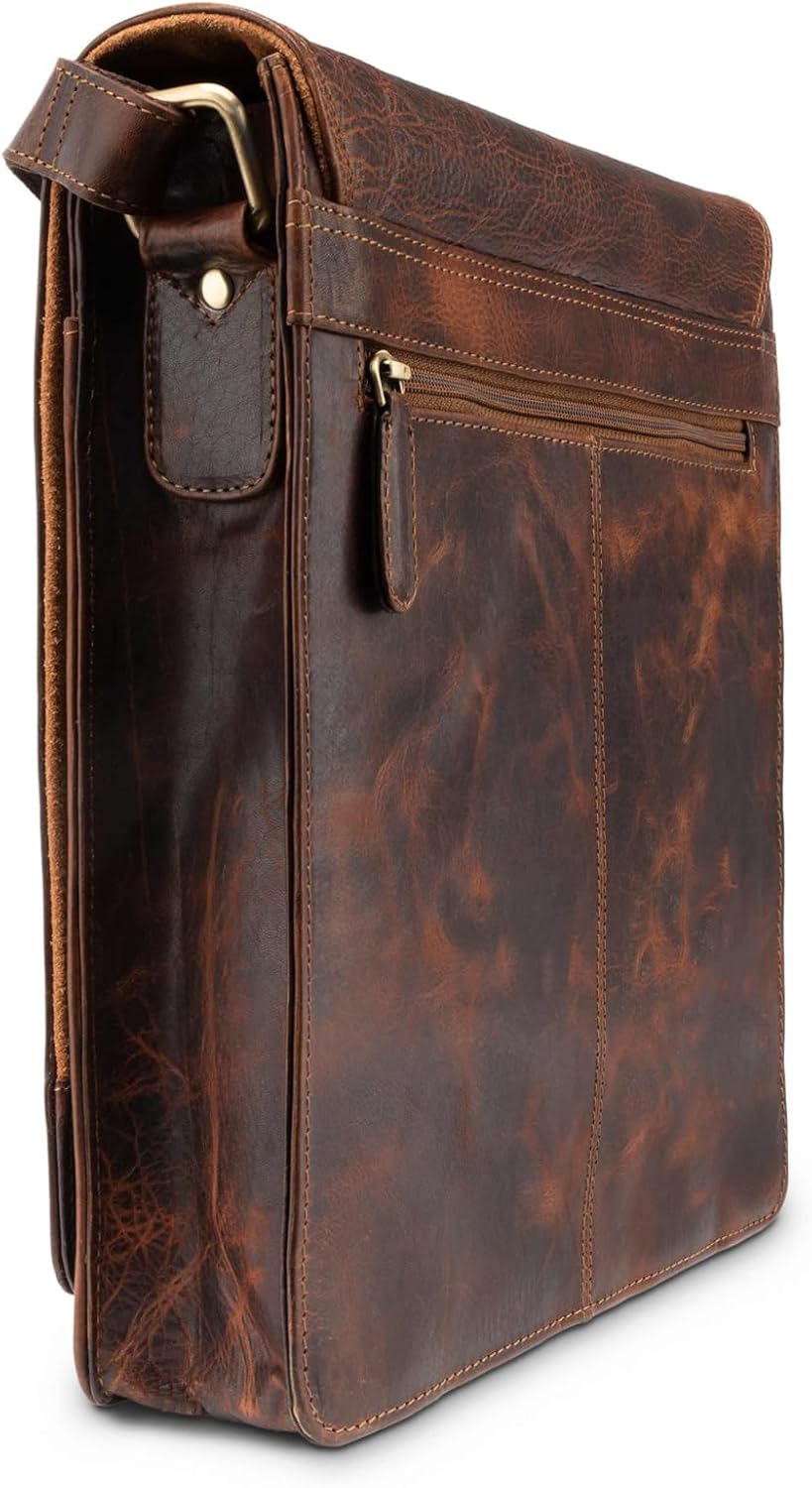 LEABAGS Leder Messenger Bag, London Vintage Herren Umhängetaschen, Echtleder Aktentasche Laptoptasch