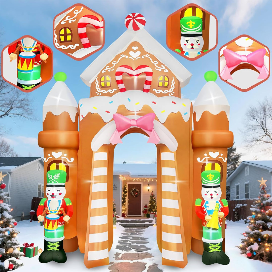 Kalolary 12FT Aufblasbare Weihnachtsdekoration mit LED Beleuchtung – Grosse Weihnachtsfigur für Inne
