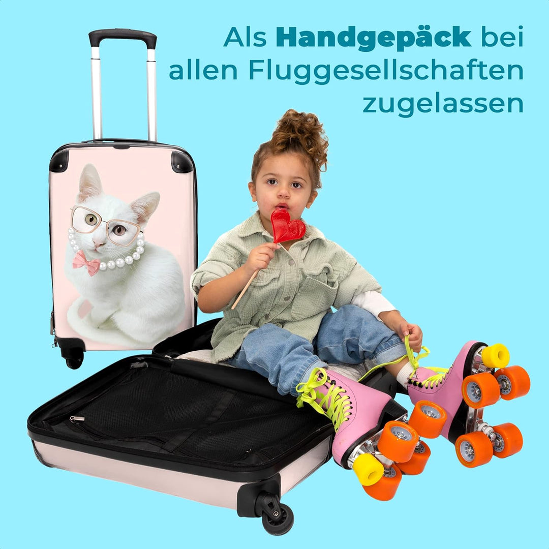 NoBoringSuitcases.com® Kinderkoffer Mädchen - Reisekoffer Kinder, Kabinentrolley, Leichtgewicht, 4 R