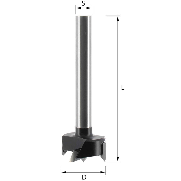 ENT 21238 Zylinderkopfbohrer HW, Schaft (S) 10 mm, Durchmesser (D) 25 mm, L 90 mm D=25 / L=90, D=25