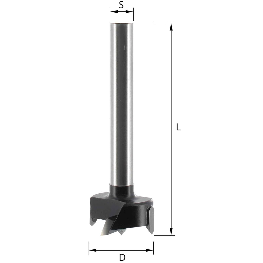 ENT 21245 Zylinderkopfbohrer HW, Schaft (S) 10 mm, Durchmesser (D) 38 mm, L 90 mm D=38 / L=90, D=38