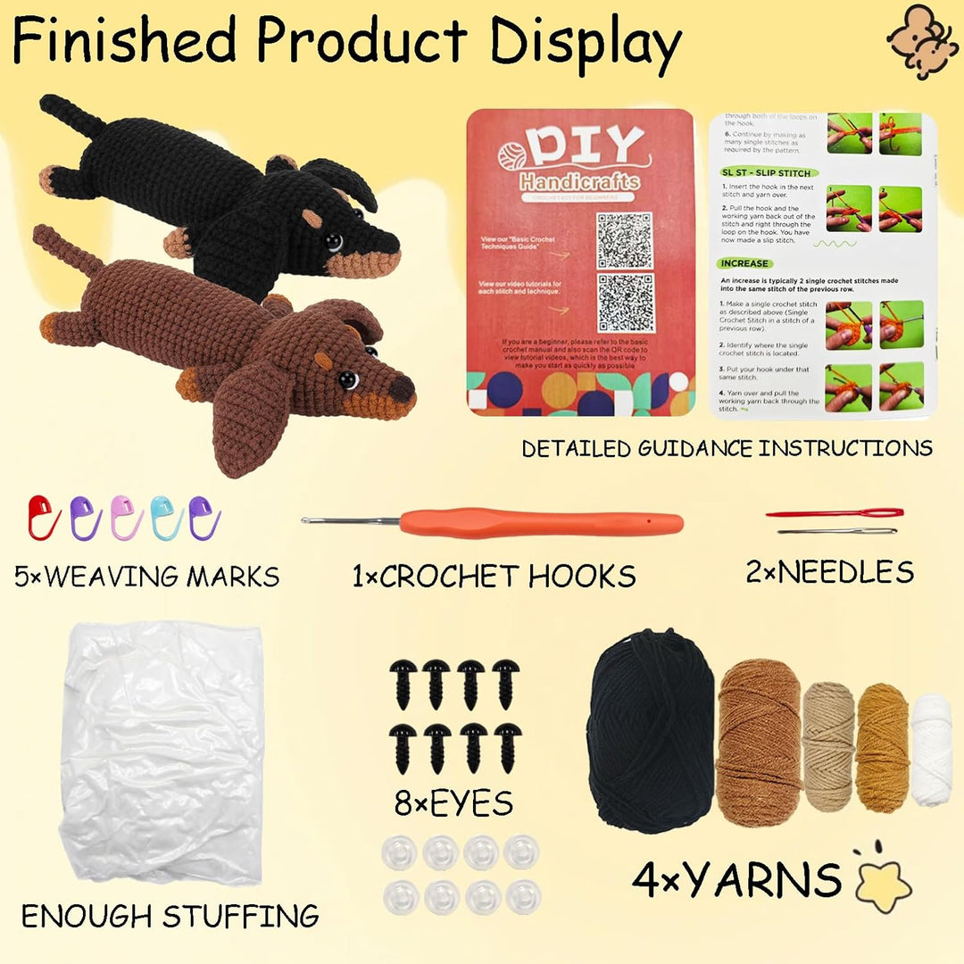 Häkelset für Anfänger, Häkelset Tiere mit Hundemotiv,Geeignet für Häkelset Kinder,Strickset für Erwa