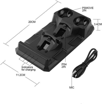 VBESTLIFE Ladestation für , 4-in-1-Schnellladegerät Ladestation für PS Move/-Controller