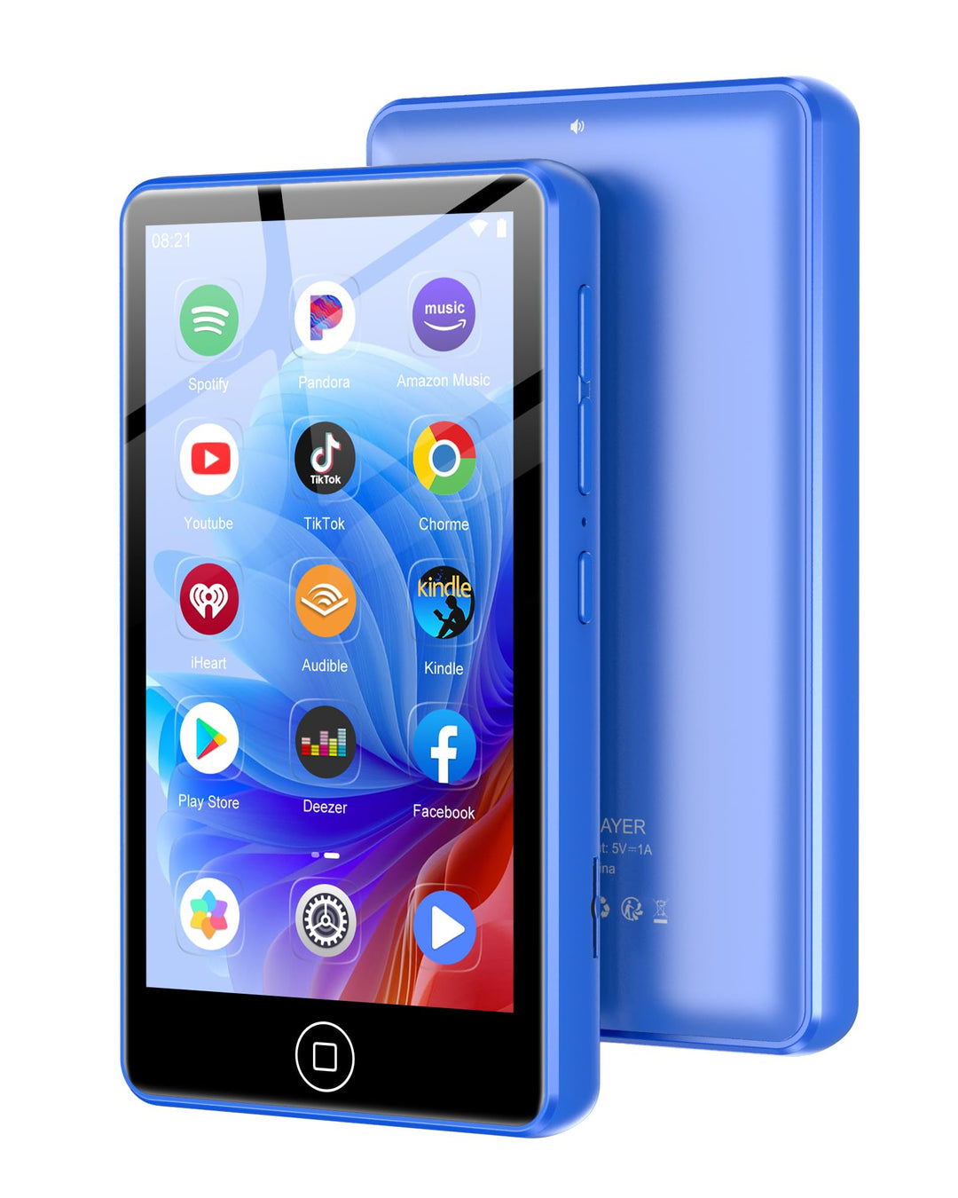 16GB MP3 Player mit Bluetooth und WiFi, MP4 Player mit 4 Zoll Touchscreen Blau 16GB, Blau 16GB