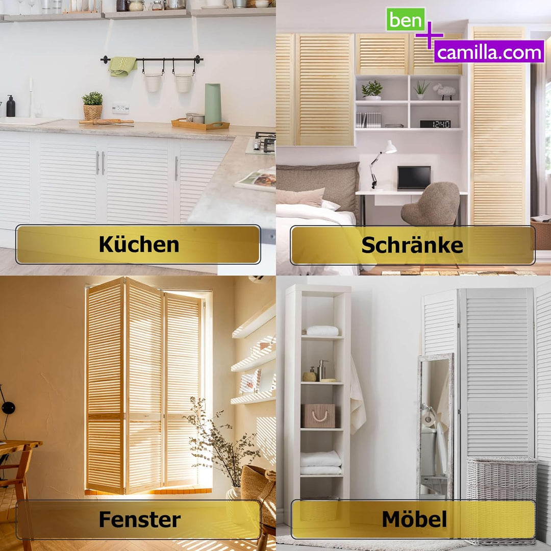 ben+camilla.com Lamellentür Holz weiss offen Kiefer EINBAUFERTIG LACKIERT 993 x 494 x 21 mm 993 x 49