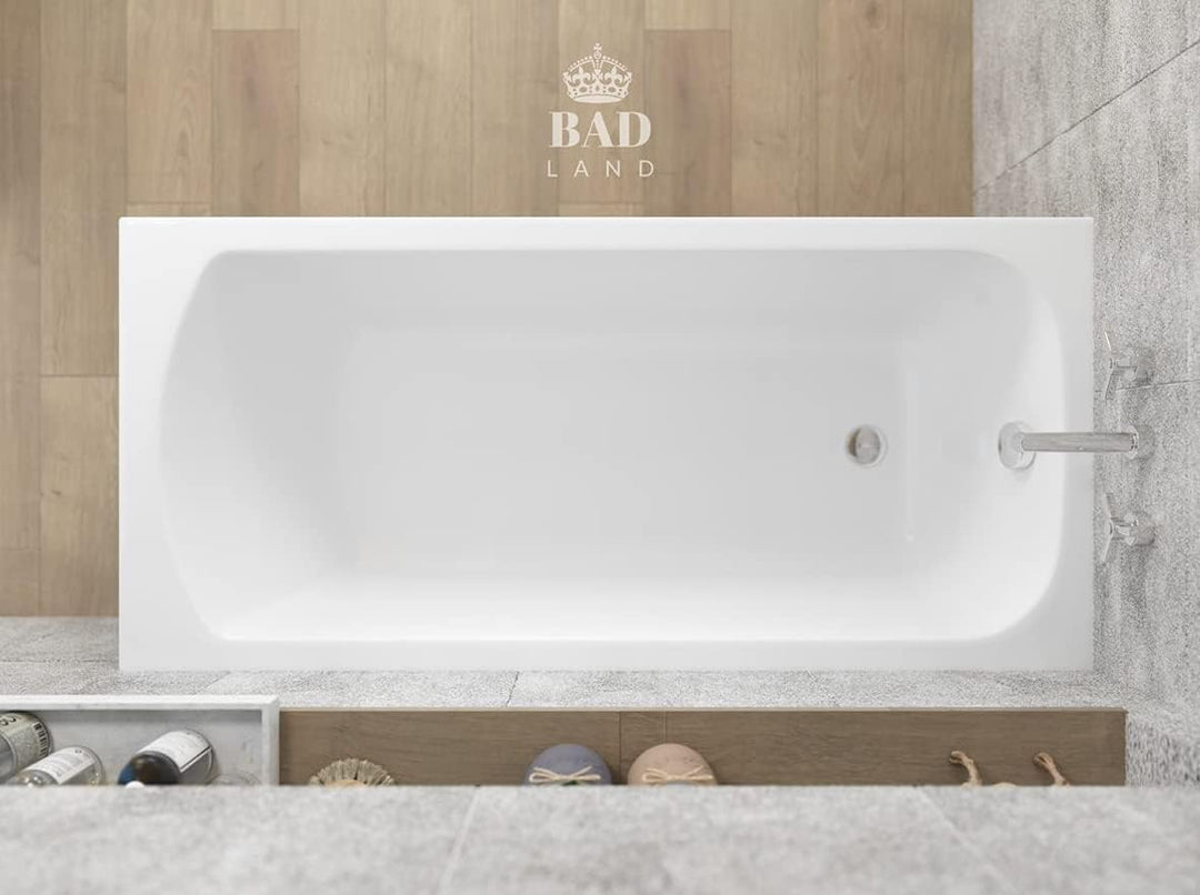 BADLAND Badewanne Original Weiss Acryl Wanne Rechteck CLASSIC 170x70 KOMPLETTSET SET + Füssen und Ex