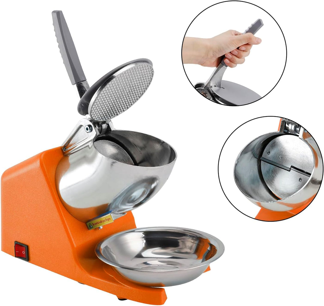 Topteng Electric Ice Crusher Machine 143LBS/Hr Snow Cone Maker Ice Shaver 500W EU Plug with Splash-P