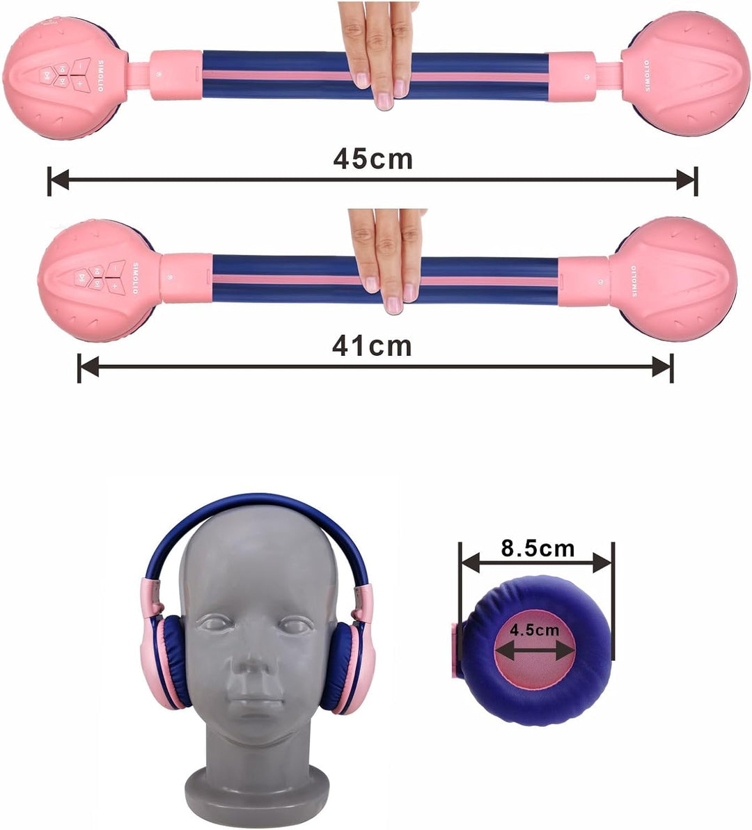 SIMOLIO Bluetooth Kinder Kopfhörer mit Legrenzter Lautstärke, Kindersicherer Kopfhörer mit Share Por