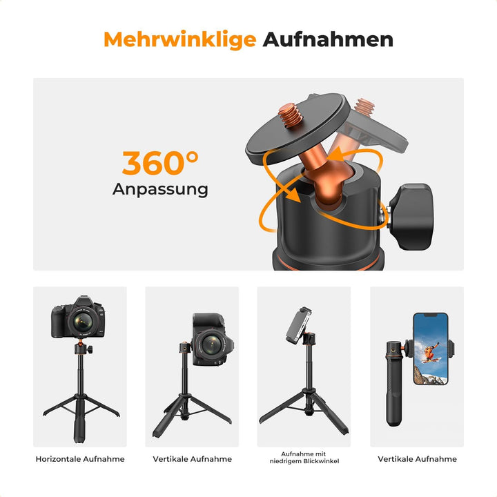 Selfie Stick Tischstativ,K&F CONCEPT MS11 Handystativ, 60CM Selfie Stick mit Fernbedienung, Stativ f