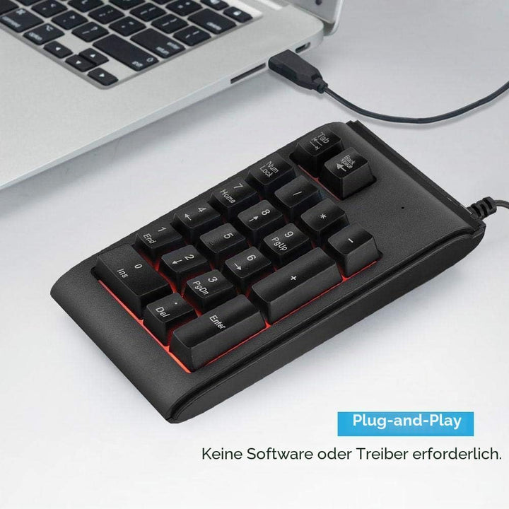 Goshyda Kabelgebundene Zifferntastatur, USB-Kabel 19-Tasten-Nummernblock Mechanisches Touch-Feeling