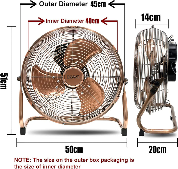 Standventilator, Windmaschine ⌀45 cm mit 3 Laufgeschwindigkeiten, Bodenventilator Power, Tischventil
