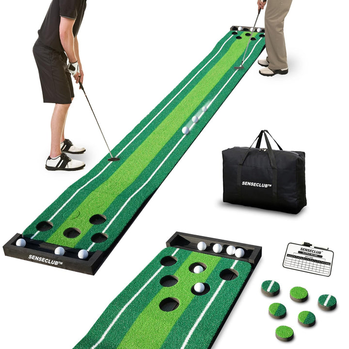 SENSECLUB Indoor-Putting-Green-Matte, faltbares Putting-Green-Golfspiel-Set, Golfgeschenk für Männer