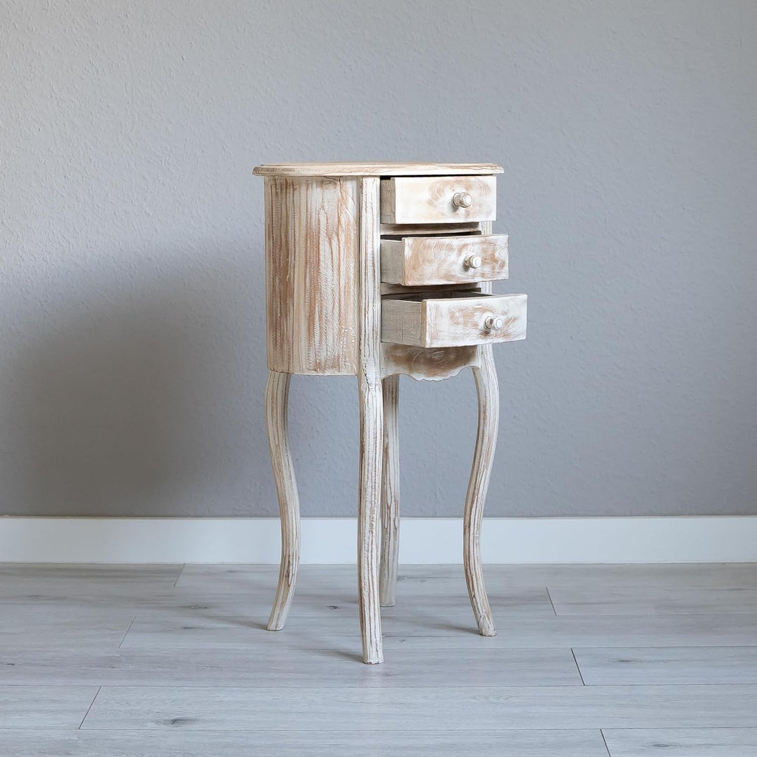 livasia Kleine, hohe Teakholzkommode, Nachttisch, Beistelltisch mit Schubladen,Schmuckschränkchen, S