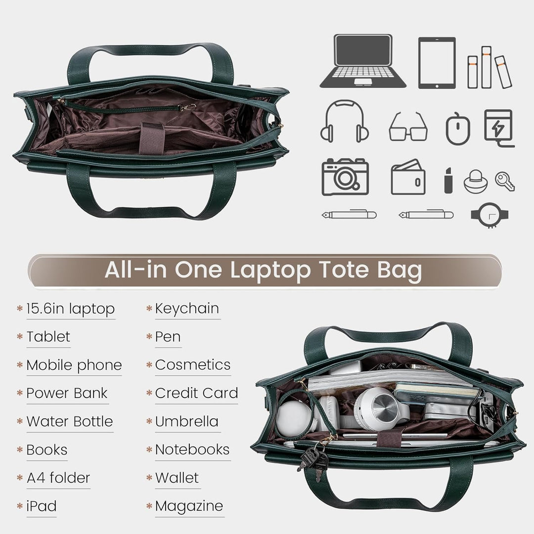 LOVEVOOK Laptop Handtasche Damen, 15,6 Zoll Laptoptasche Shopper Tasche Damen 2 in 1 Umhängetasche,