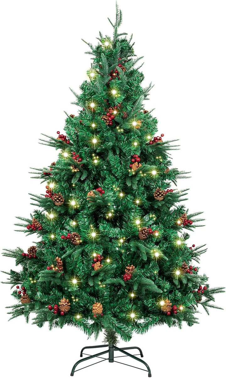 AGM 5ft/1.5M Weihnachtsbaum mit 1.2M 240LEDs, 450 Spitzen künstlicher Weihnachtsbaum mit gemischten