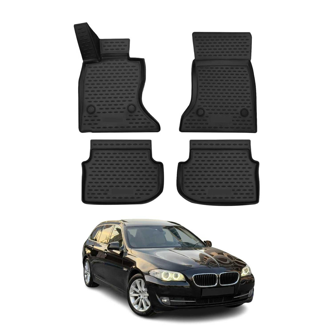 Fussmatten Gummimatten kompatibel mit BMW 5er F11 Touring 2010-2013 OMAC Gummi Schwarz Schwarz BMW 5