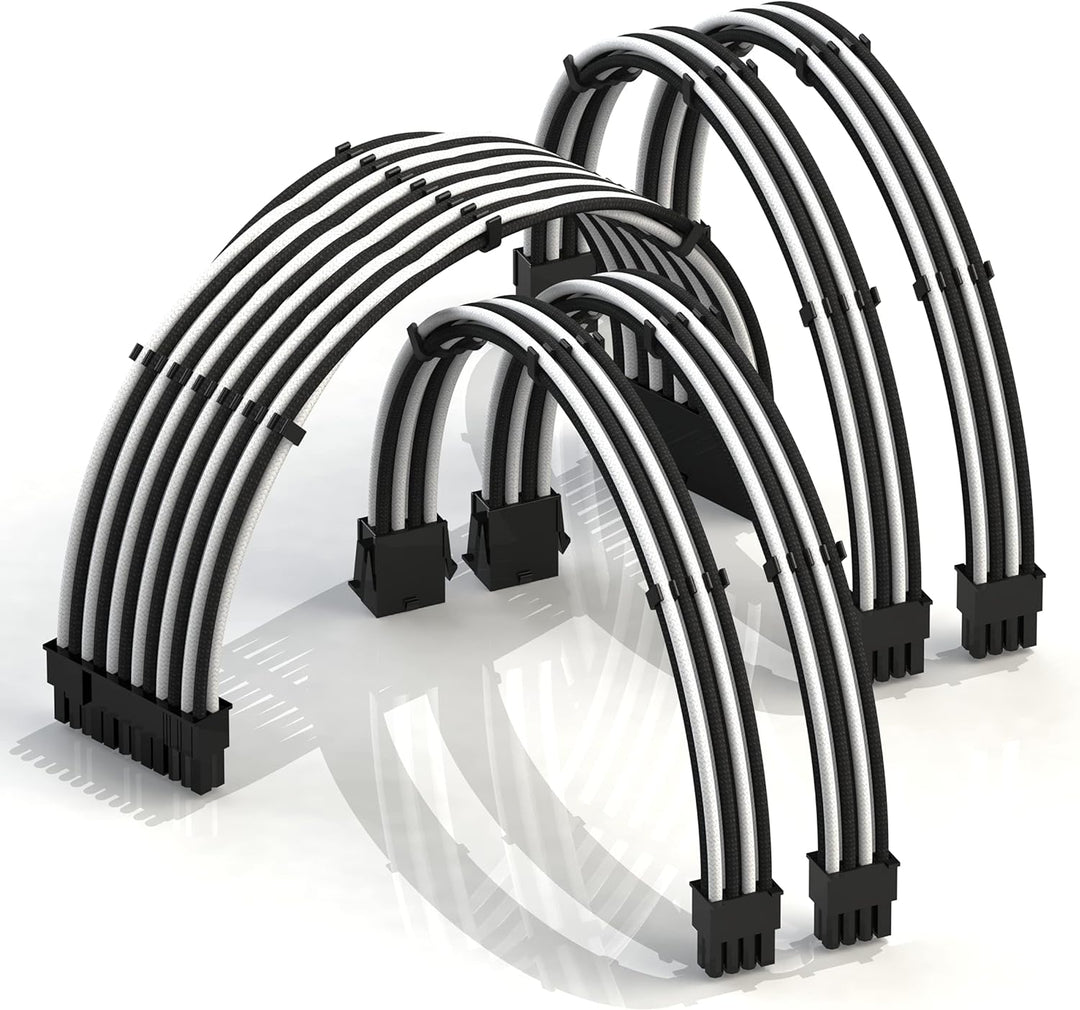 LINKUP - AVA 50cm PSU Kabelverlängerung Ummantelt GPU Nach Mass PC Stromversorgung mit Kamm-Kit┃1x 2
