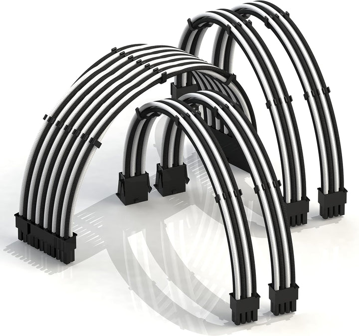 LINKUP - AVA 50cm PSU Kabelverlängerung Ummantelt GPU Nach Mass PC Stromversorgung mit Kamm-Kit┃1x 2