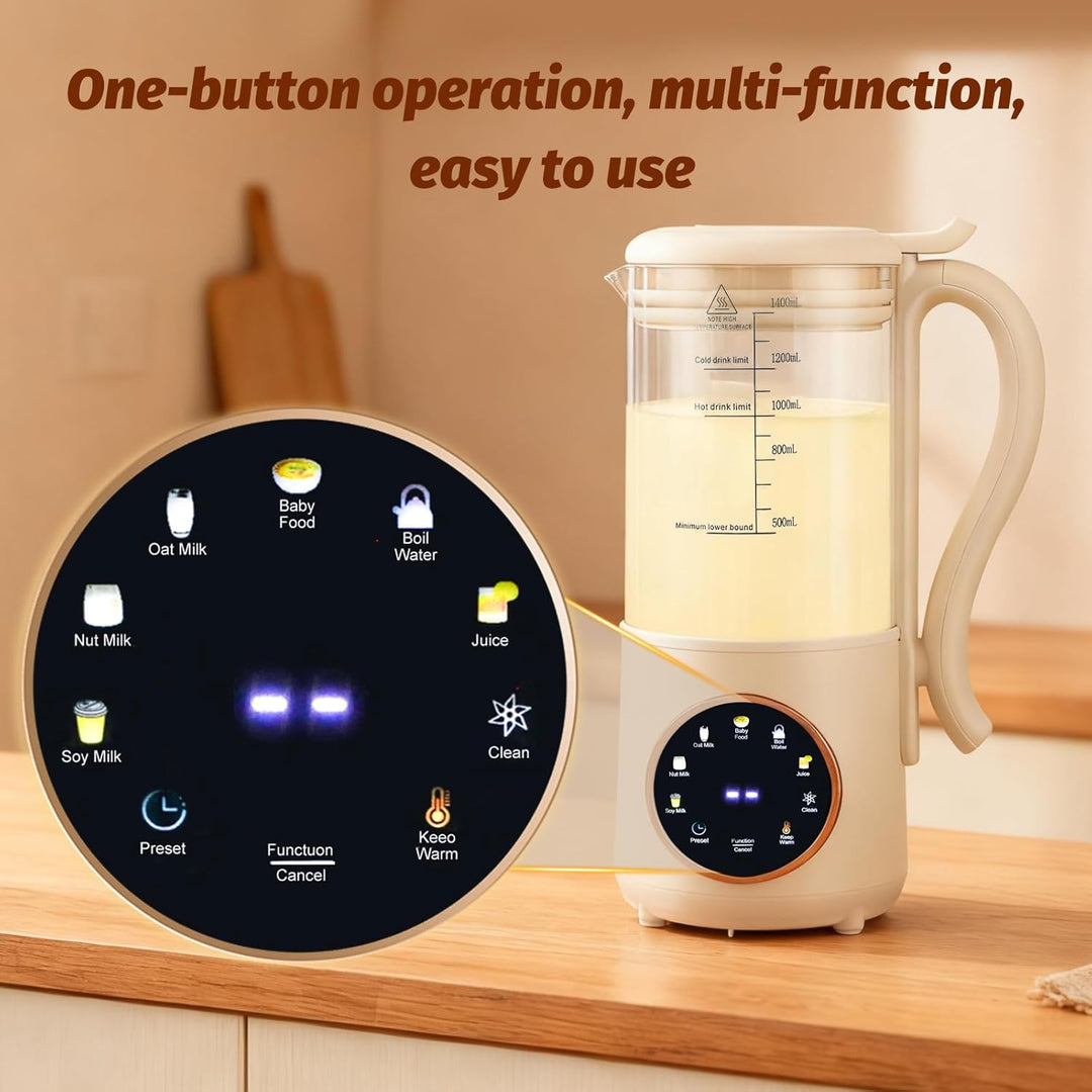 Automatische Nussmilchmaschine,1400ML Multifunktionaler Sojamilch Maschine mit Selbstreinigung und V