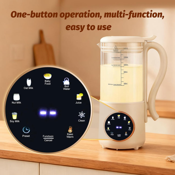 Automatische Nussmilchmaschine,1400ML Multifunktionaler Sojamilch Maschine mit Selbstreinigung und V