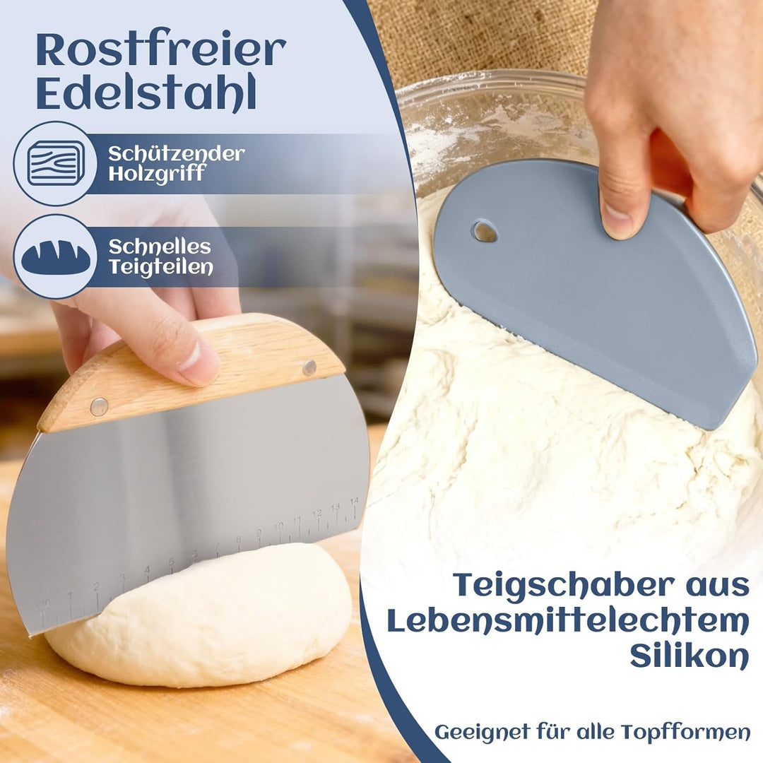 Gärkörbchen Für Sauerteig Starter Set, Gärkorb (23cm rund),100% natürlichem Rattan, inkl. Leineneins