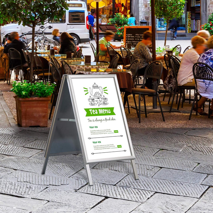 DISPLAY SALES Kundenstopper wetterfest A1 in Silber | Plakatständer mit 25 mm Profil für DIN A1 Plak
