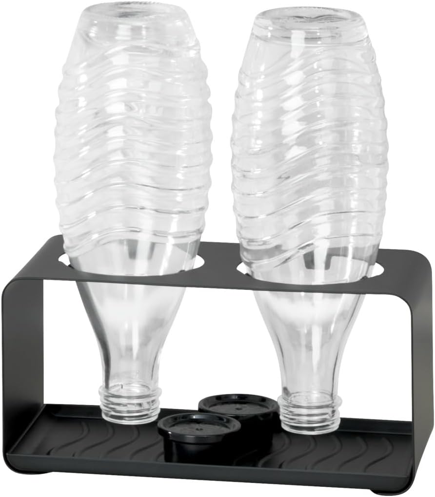 WENKO Flaschenhalter Wave mit herausnehmbaren Abtropftablett Schwarz