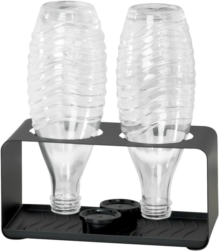 WENKO Flaschenhalter Wave mit herausnehmbaren Abtropftablett Schwarz