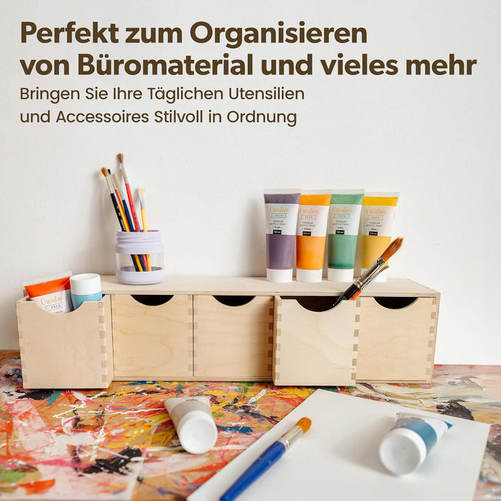 Creative Deco Schubladenbox Schubladenelement | 5 Schubladen | 57 x 13 x 13 cm (+/- 1 cm) | Mini-Kom