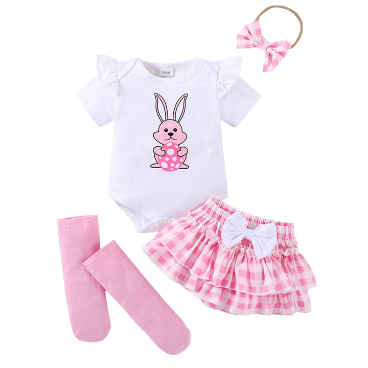 Neugeborene Baby Mädchen Sommer Outfit Rüschen Kurzarm Top+ Bowknot Bloomers Tutu Rock Shorts+ Stirn