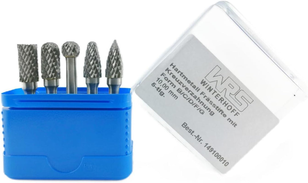 WRS Hartmetall-Frässtifte Satz mit Universal-Kreuzverzahnung, Industriequalität, 5-tlg., in ROSE-Kun