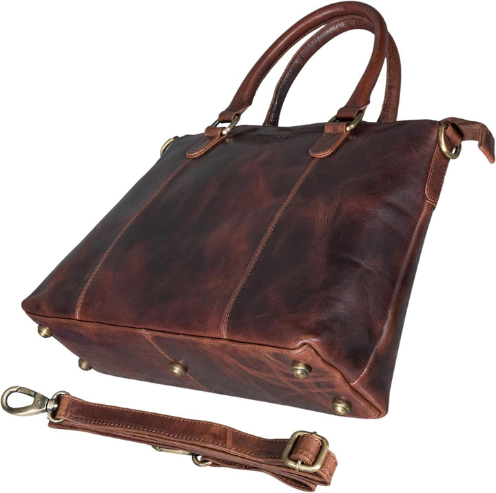 ROYALZ 'Payton' Elegante Lederhandtasche Damen Echtleder Klein Vintage Henkeltasche Ledertasche Frau