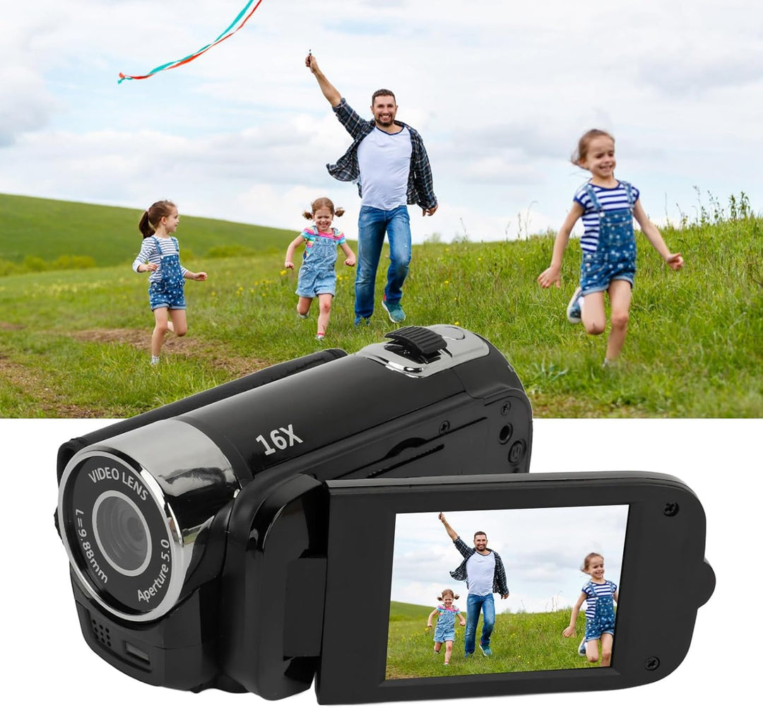 D90 16MP Digitalkamera mit 1080P Full-HD-Videofunktion, 2,4 Zoll drehbarem Display, 16-fach Zoom, Fi