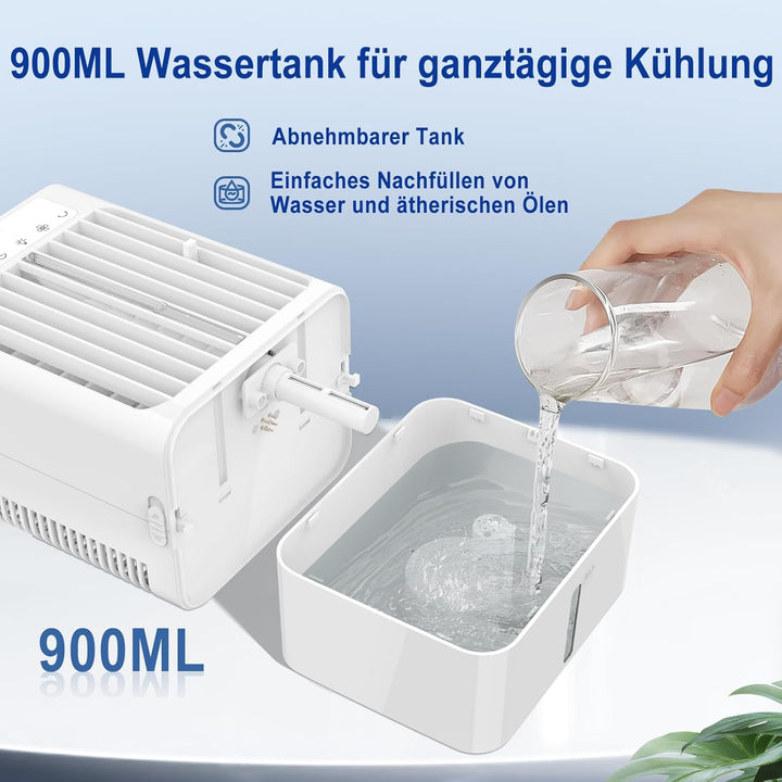Mobile Klimaanlage mit wasser cooling,Tragbare Air cooler fan mit 1-8H Timer,3 in 1 Personal Tisch-K