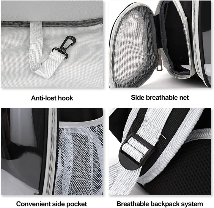 Galatée Katzenrucksack, Hund, Erweiterbarer Haustierrucksack, Belüfteter Raumkapsel-Katzenrucksack,