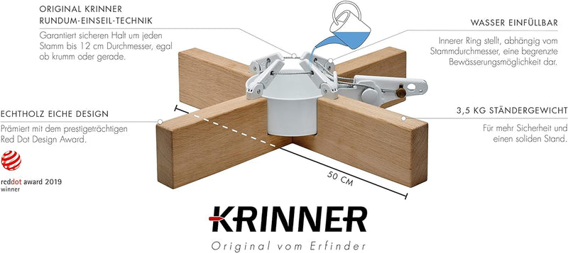 KRINNER Design Weihnachtsbaum Christbaumständer Kopenhagen Eiche/weiss inkl. Fusspedal-und Einseilte