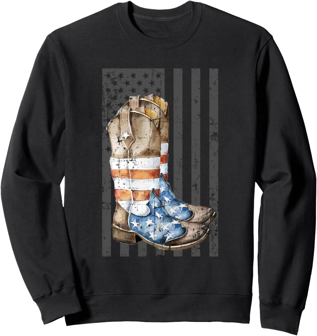 Cowboystiefel mit amerikanischer Flagge Sweatshirt