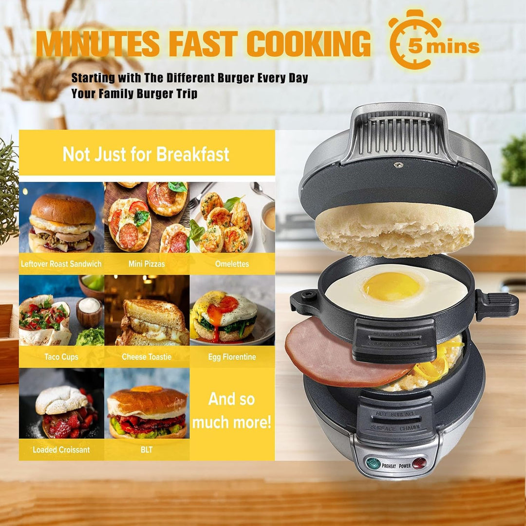 Sandwich Toaster Burger Maker, Effiziente Antihaft Heizplatten, Mit Digitalem Countdown-Timer, Spülm