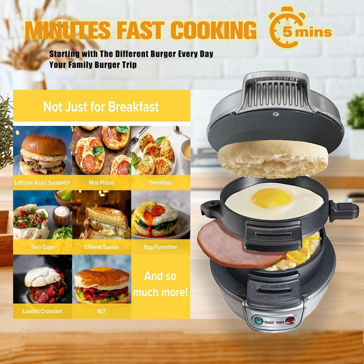 Sandwich Toaster Burger Maker, Effiziente Antihaft Heizplatten, Mit Digitalem Countdown-Timer, Spülm