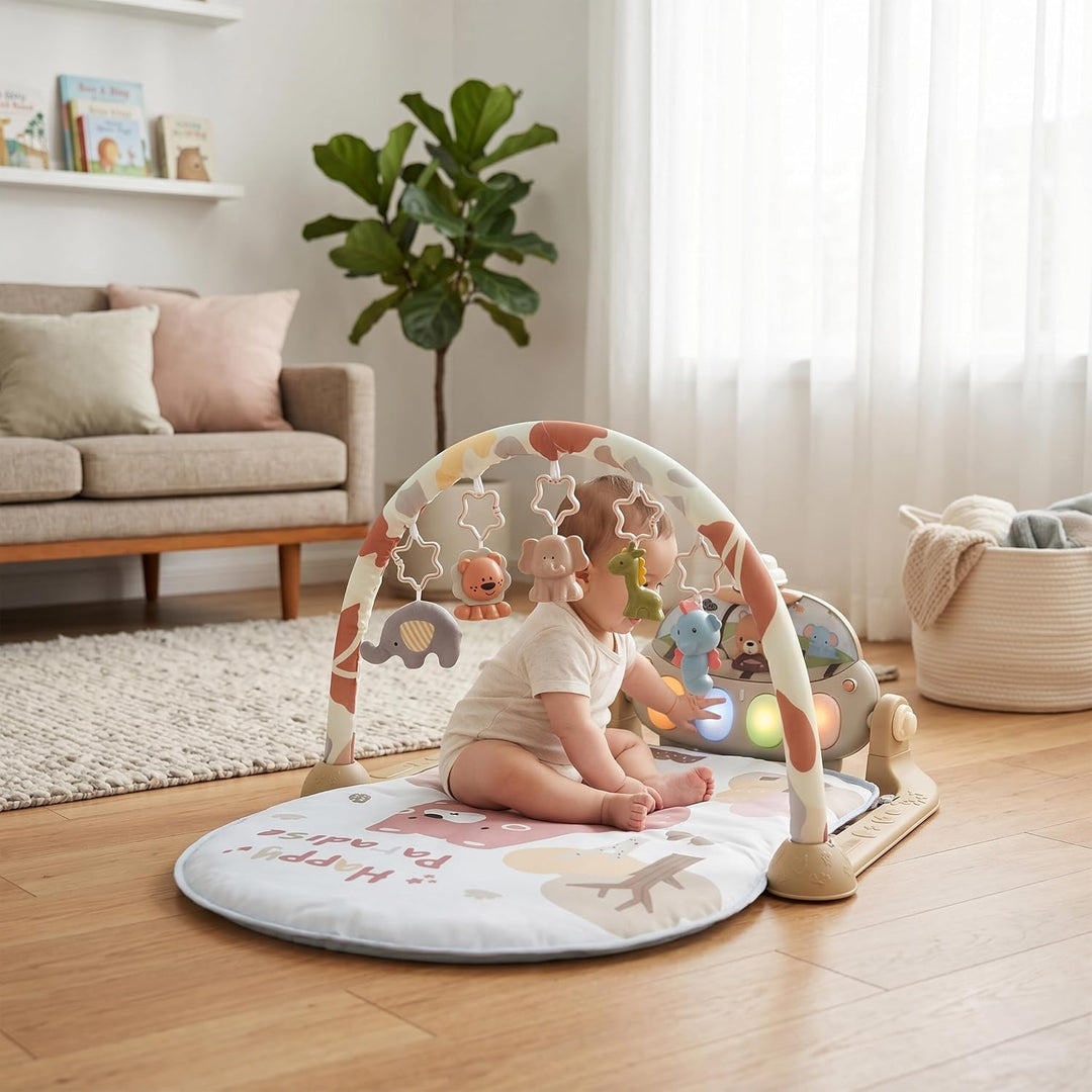Relaxdays Spielbogen, mit Spielzeug, Musik &amp; Licht, HxBxT: 42 x 64 x 80 cm, Stoff, Baby Gym, Krabbel