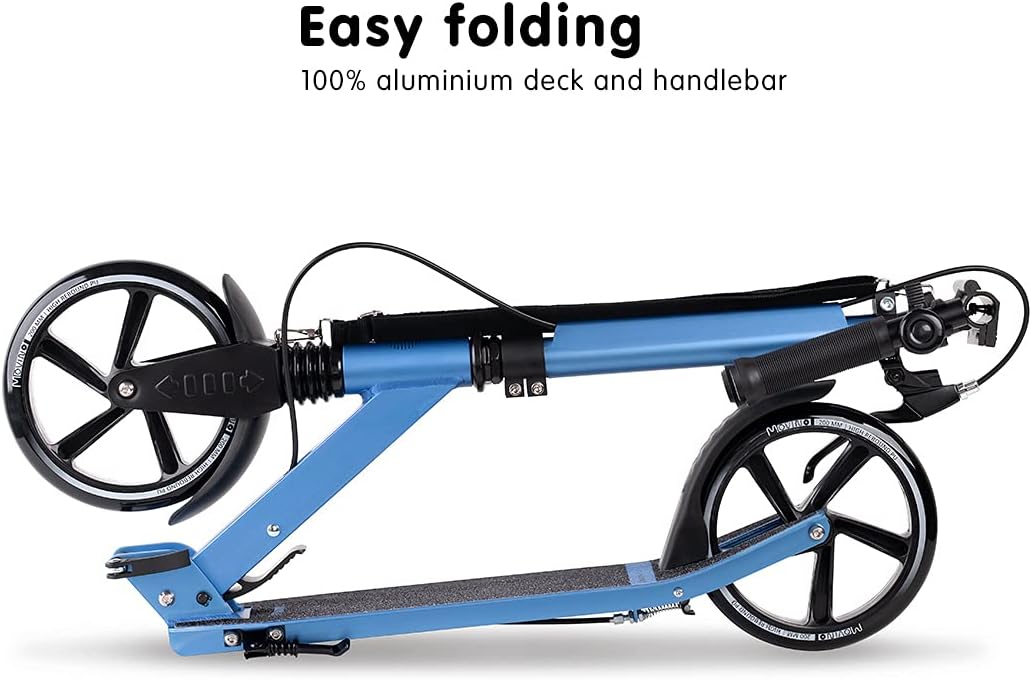 Movino Comfort+ City Scooter | Handbremse | Klappbar und Höhenverstellbar | Aluminium Roller mit Sto