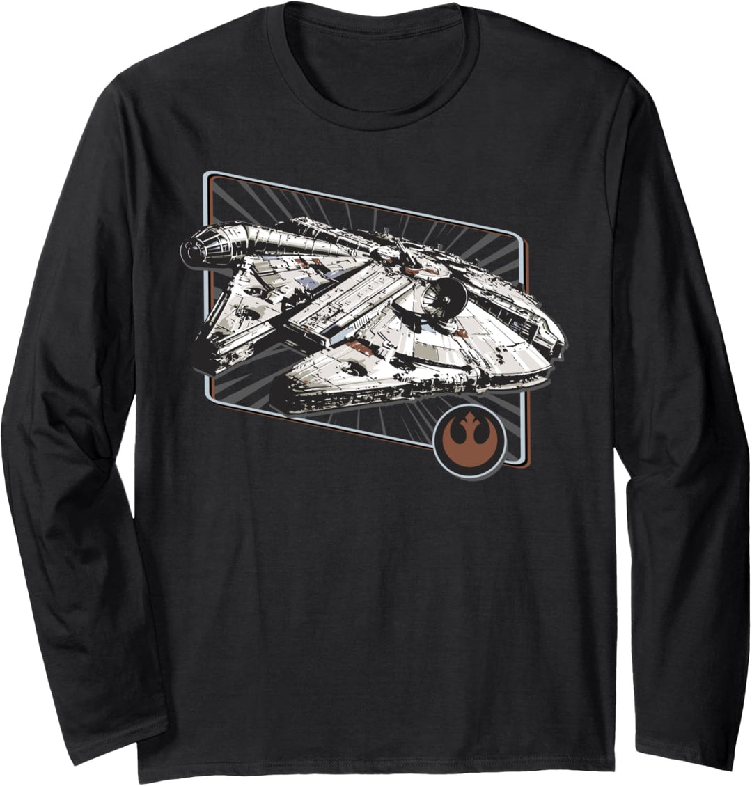Star Wars Millennium Falcon Sideways Poster Langarmshirt