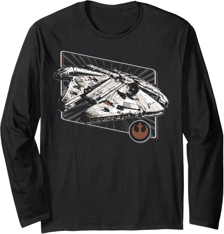 Star Wars Millennium Falcon Sideways Poster Langarmshirt