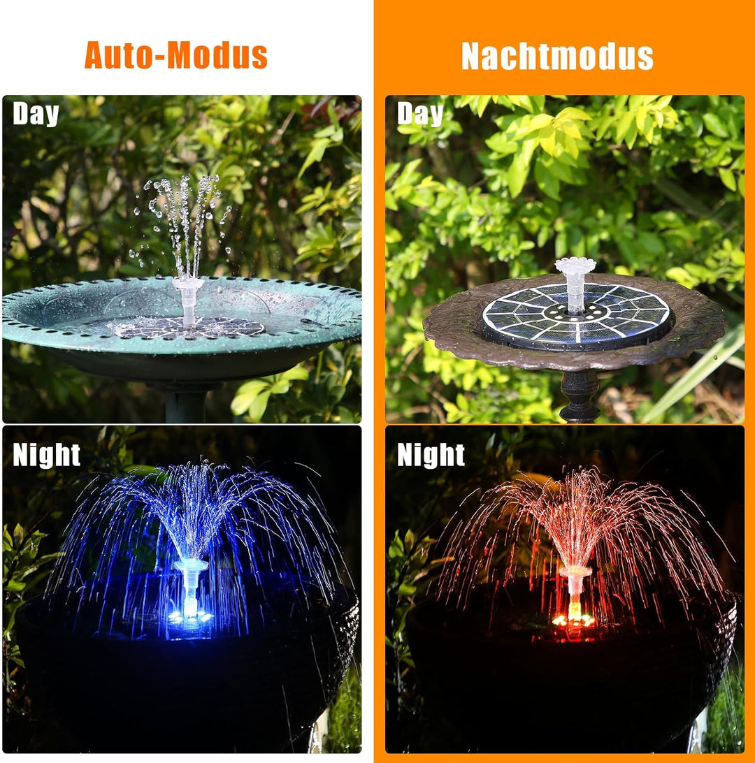 AISITIN 3,5W LED Solar Springbrunnen mit Verstellbare Stützstange Buntes Teichpumpe Solarbrunnen mit