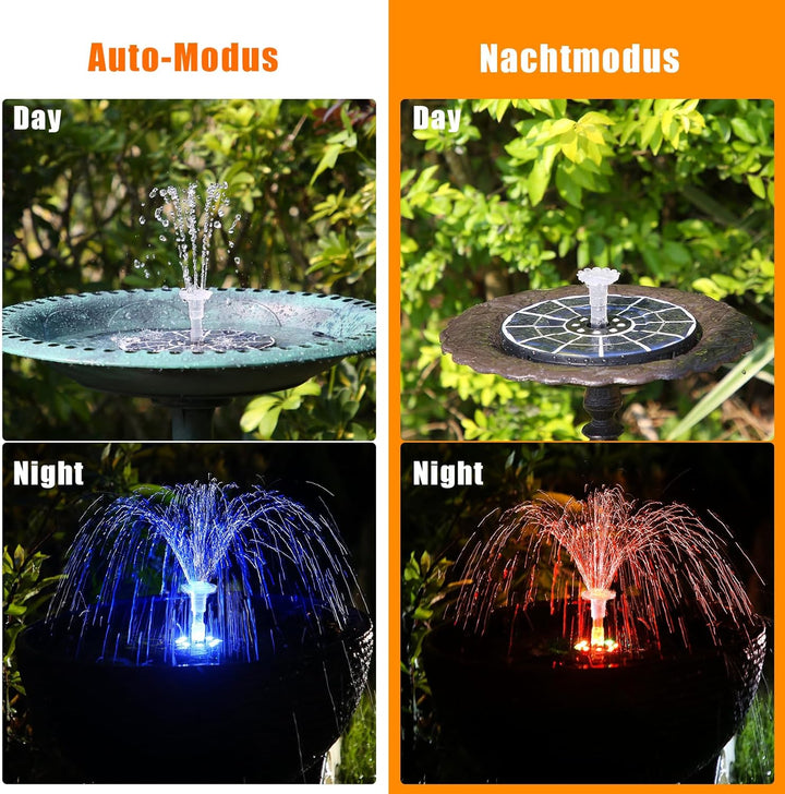 AISITIN 3,5W LED Solar Springbrunnen mit Verstellbare Stützstange Buntes Teichpumpe Solarbrunnen mit